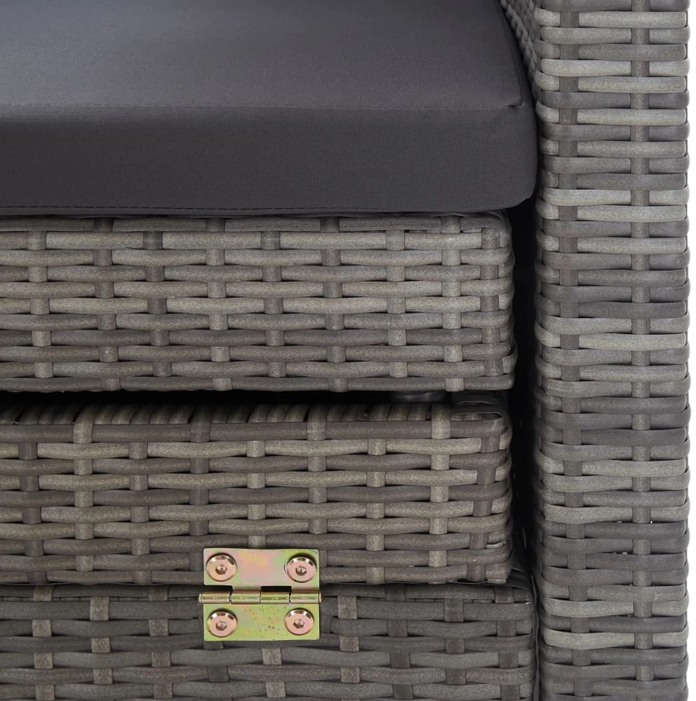 Ištraukiama trivietė sofa-lova su stogeliu, pilka, poliratanas