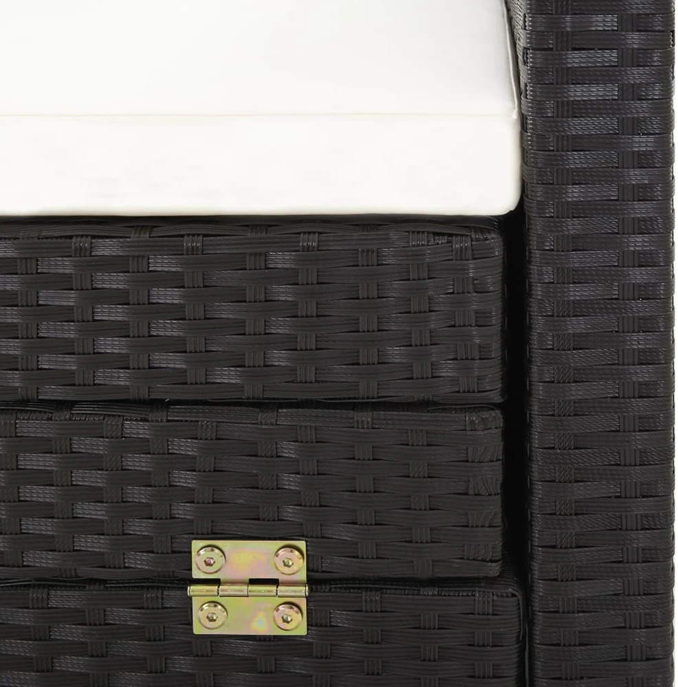 Ištraukiama trivietė sofa-lova su stogeliu, juoda, poliratanas