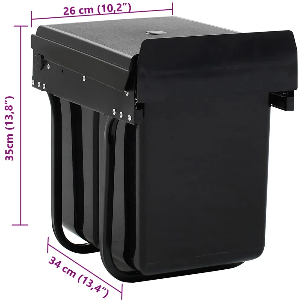 Ištraukiama virtuvės spintelės šiukšliadėžė, 20l, soft-close
