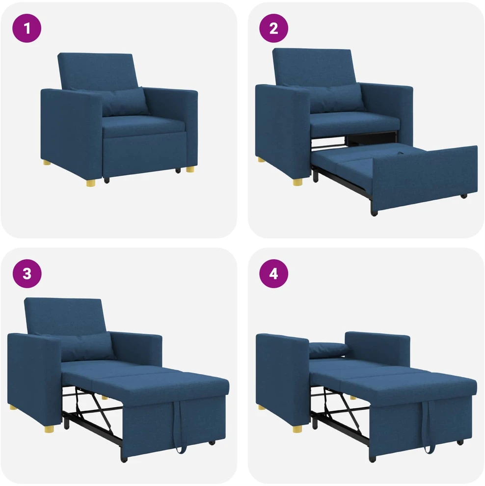 Ištraukiamas sofa-lova vienvietis Mėlyna 90 x 165 x 87 cm