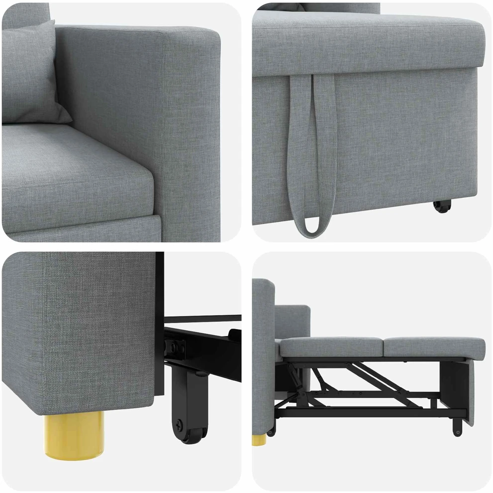 Ištraukiamas sofa-lova vienvietis Šviesiai pilka audinys