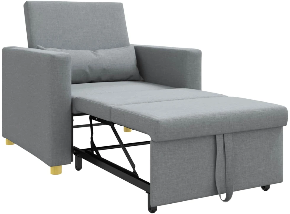 Ištraukiamas sofa-lova vienvietis Šviesiai pilka audinys