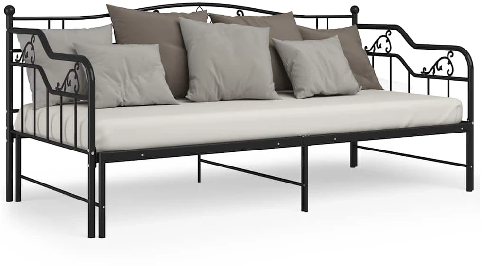 Ištraukiamos sofos-lovos rėmas, juodas, 90x200cm, metalas
