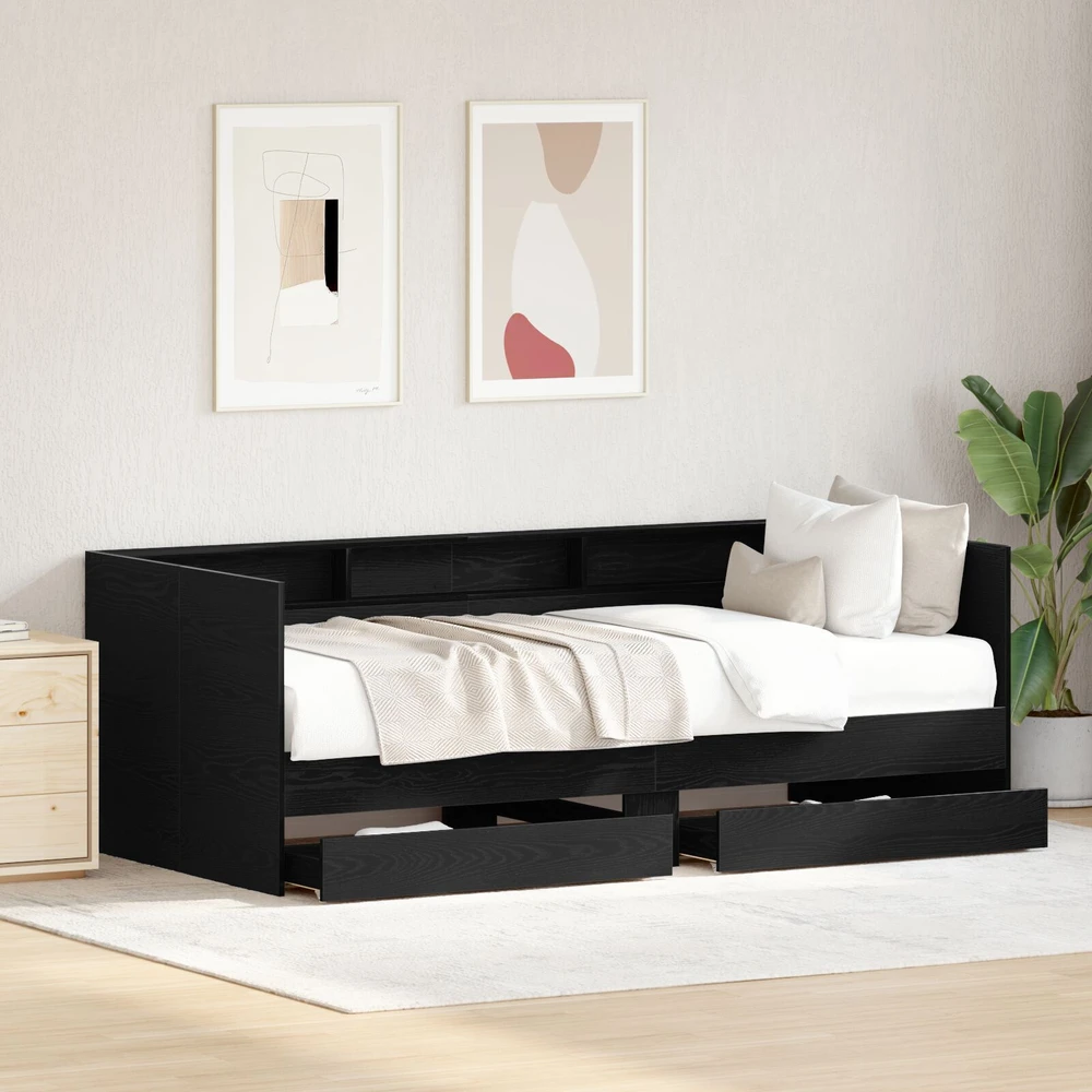 Dienos lova Juodas ąžuolas 100 x 200 cm Apdirbta mediena