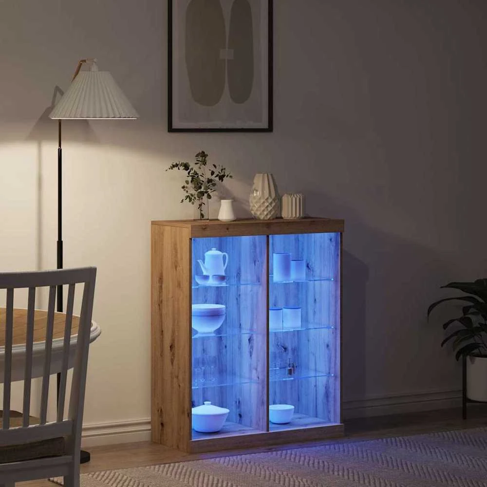 LED Bufetas Artisano ąžuolo 81 x 37 x 100 cm Apdirbta mediena