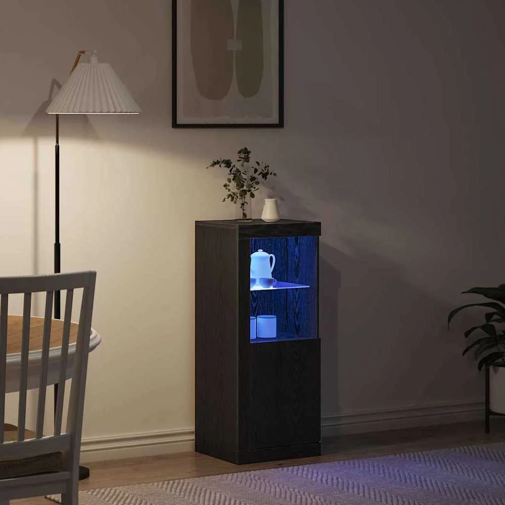 LED Bufetas Juoda 41 x 37 x 100 cm Apdirbta mediena