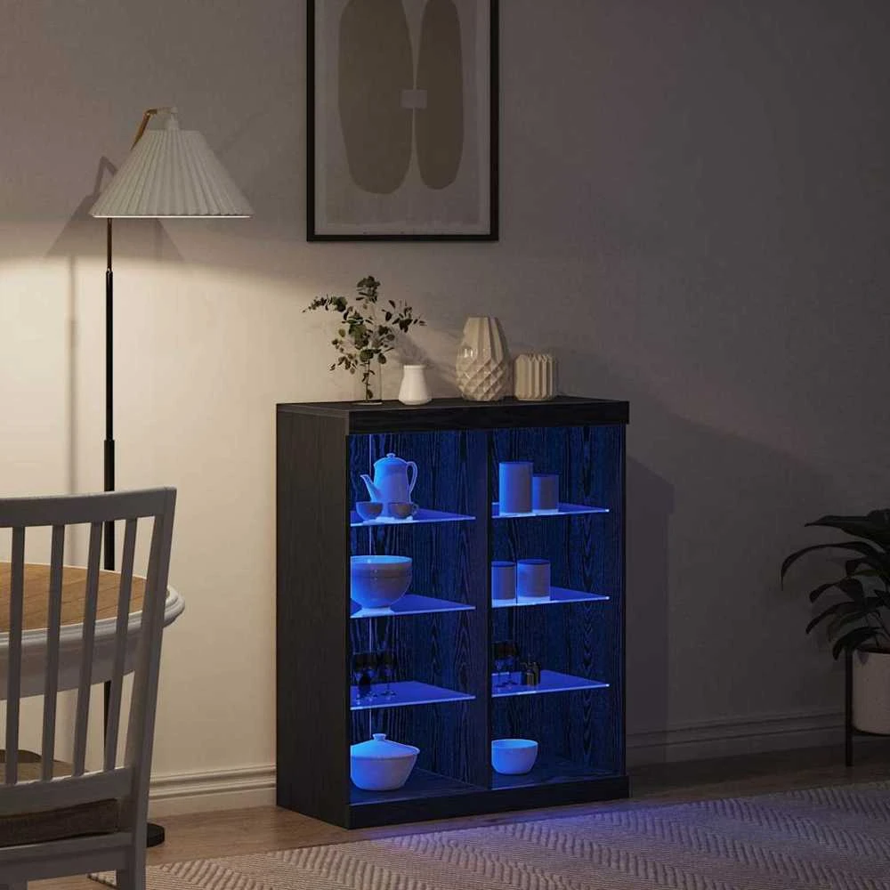 LED Bufetas Juodojo ąžuolo 81 x 37 x 100 cm Apdirbta mediena