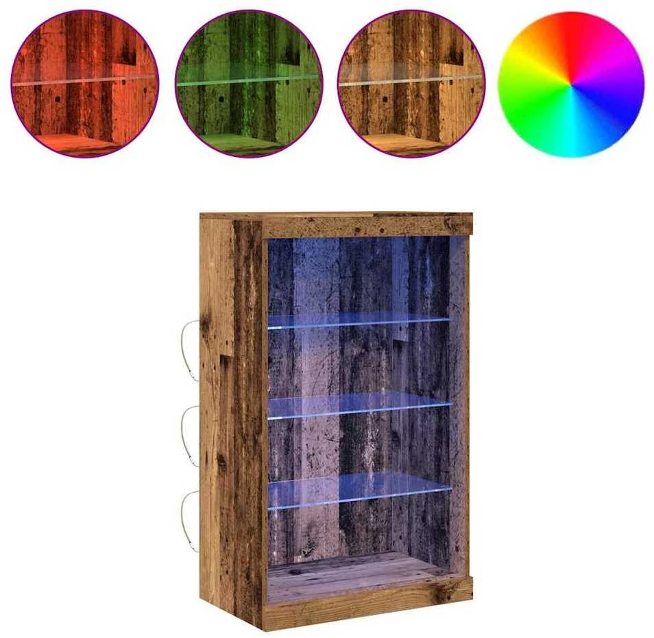 LED Bufetas Senas medis 60,5 x 37 x 100 cm Apdirbta mediena