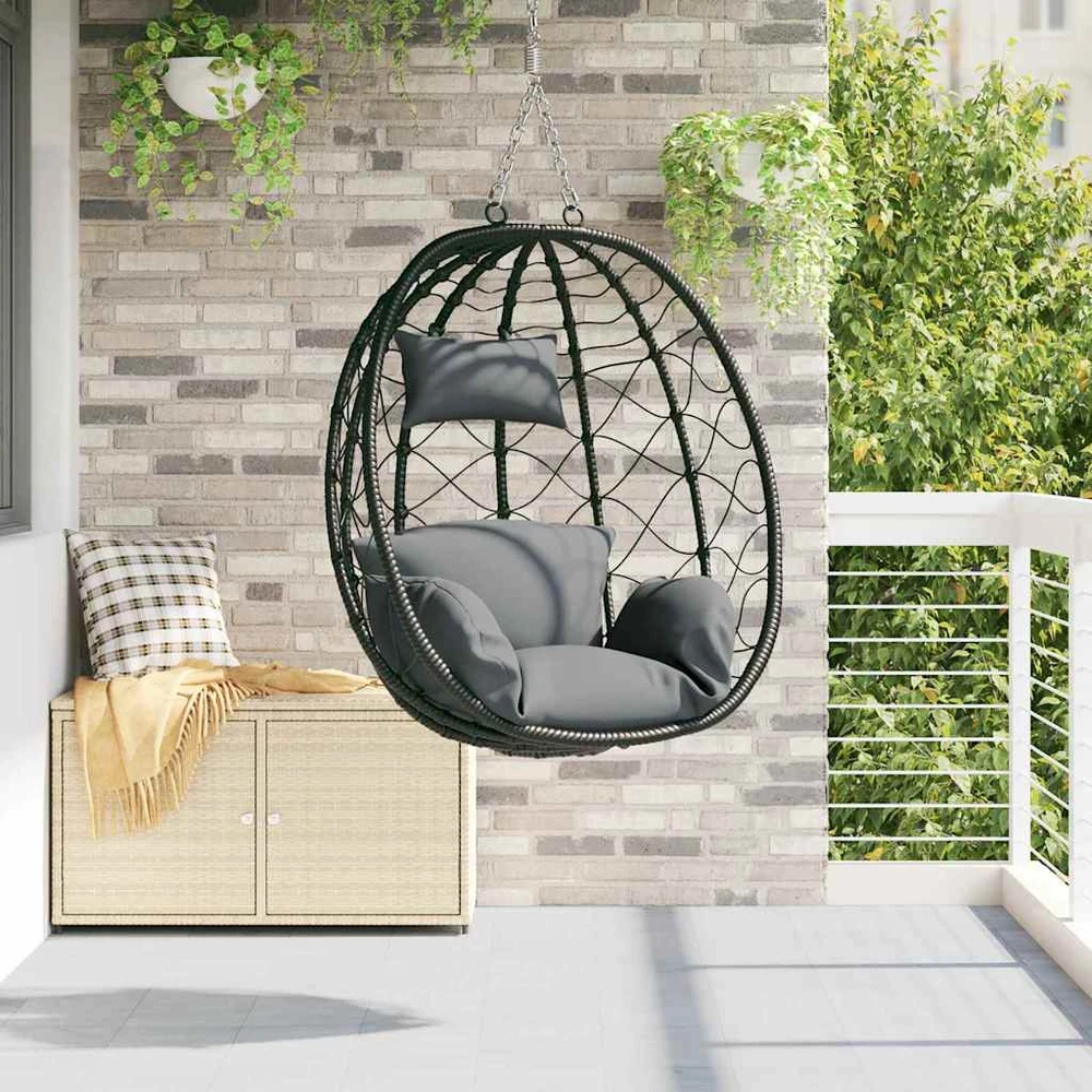 Kabantis kiaušinis poliratanas 91,5 x 54,5 x 107 cm Antracito