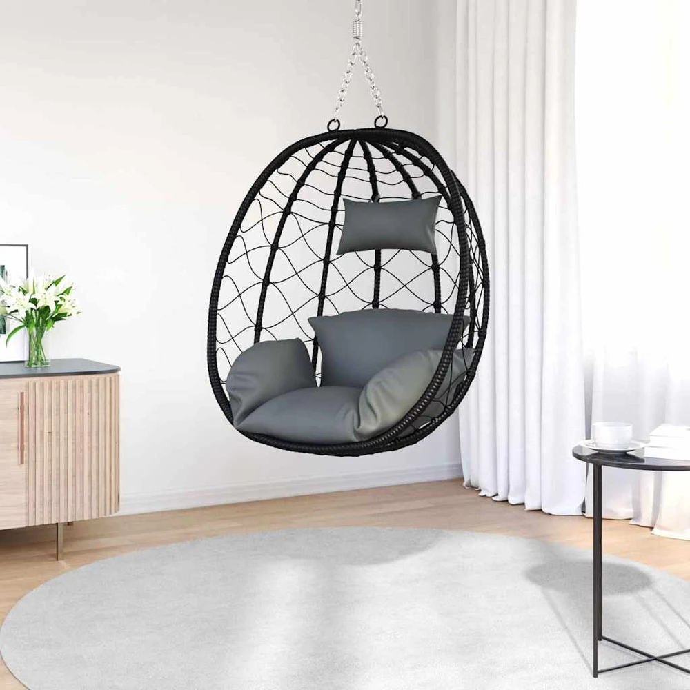 Kabantis kiaušinis poliratanas 91,5 x 54,5 x 107 cm Antracito