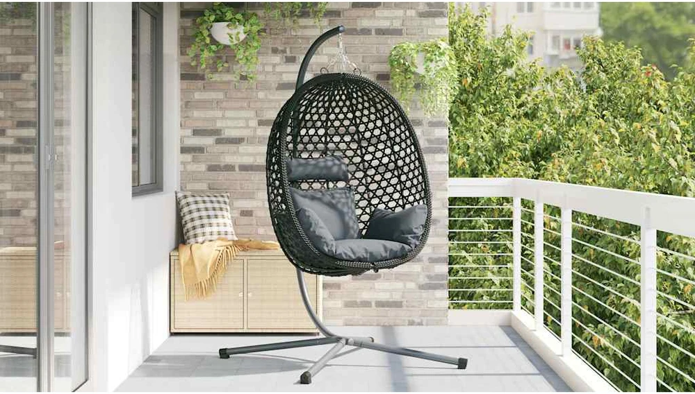 Kabantis kiaušinis poliratanas 104 x 100 x 191 cm