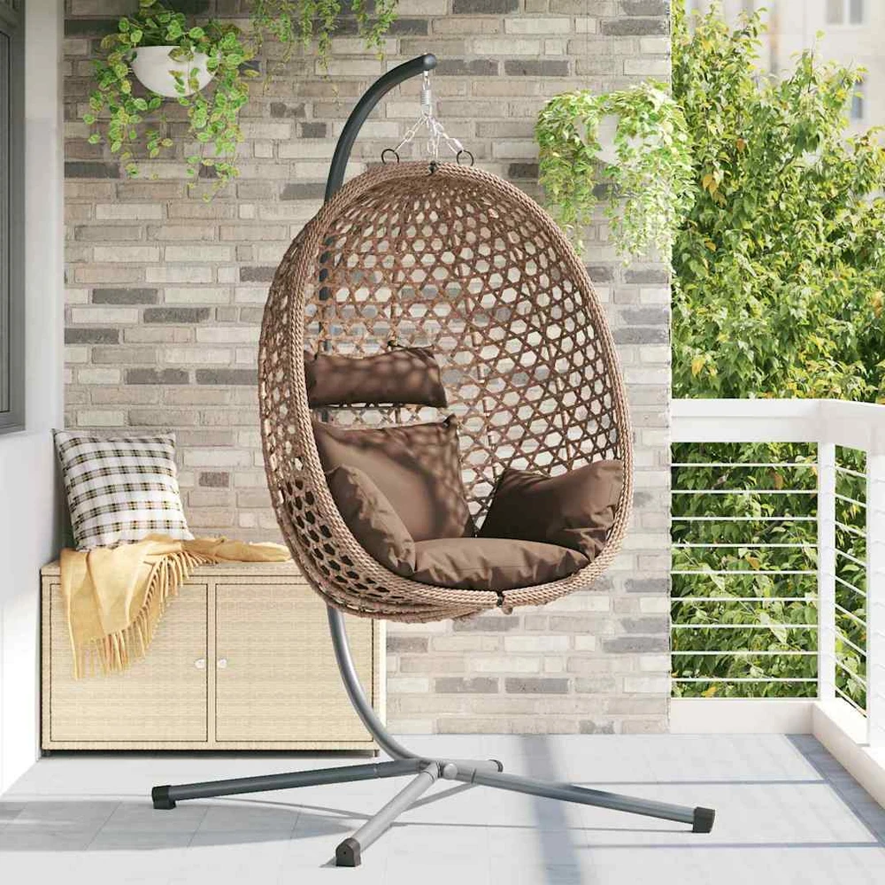 Kabantis kiaušinis poliratanas 104 x 100 x 191 cm Kavos