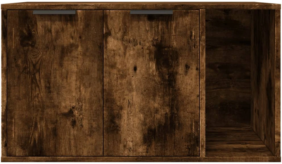 Kačių kraiko dėžės spintelė, dūminė ąžuolo, 80x50x45cm, mediena