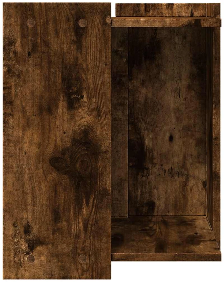 Kačių kraiko dėžės spintelė, dūminė ąžuolo, 42x42x51cm, mediena