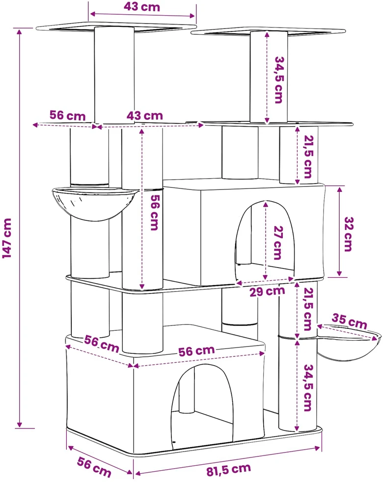 Kačių medis su sisaliniu šveitimu Tamsiai pilka 147 cm 2 vnt.