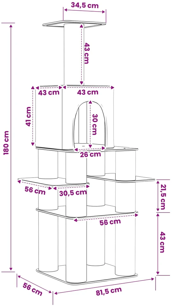 Kačių medis su sisaliniu šveitimu Kreminė 180 cm
