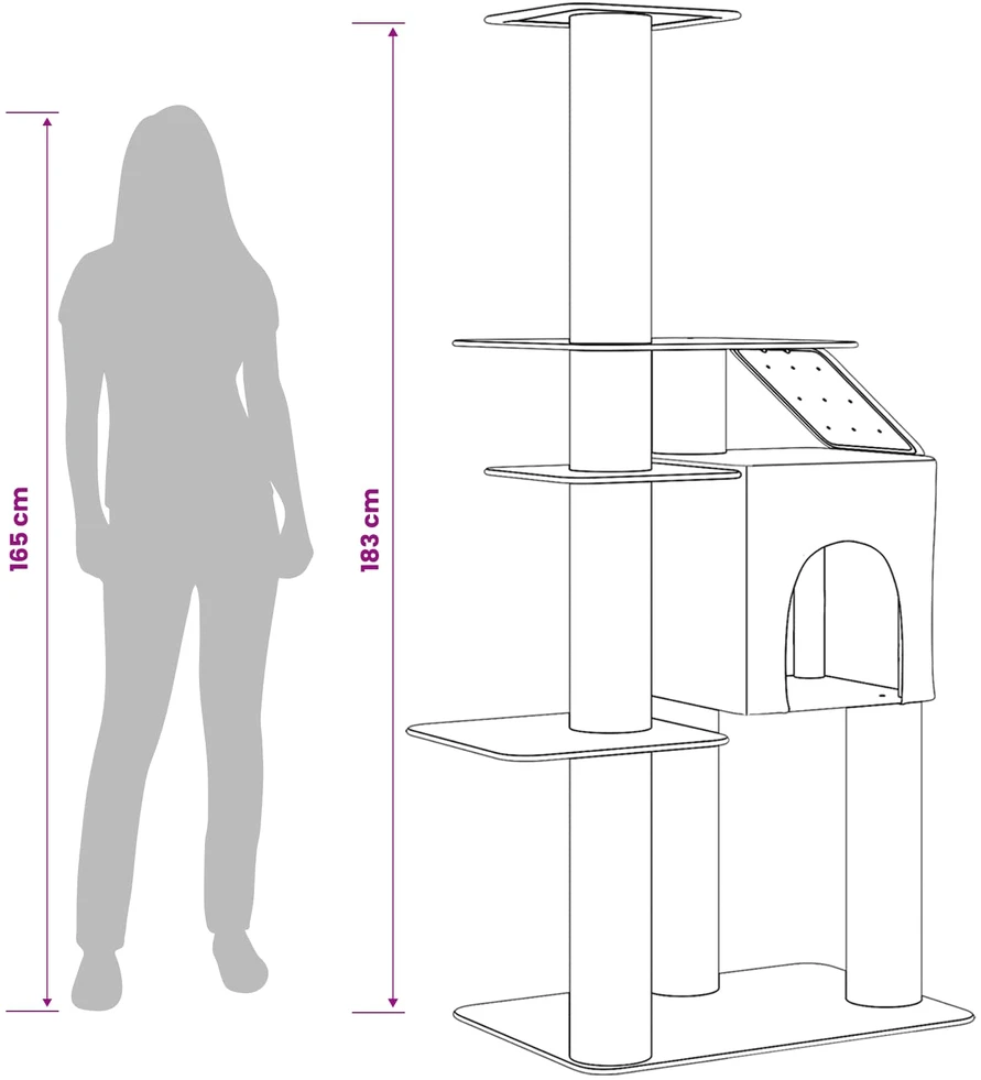 Kačių medis su sisaliniu šveitimu Kreminė 183 cm