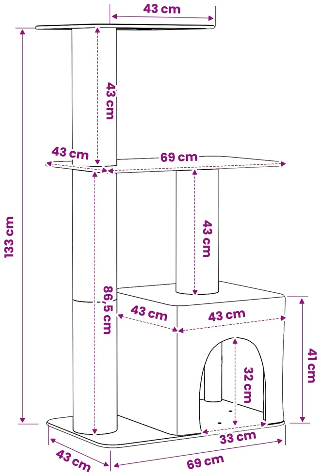 Kačių medis su sisaliniu šveitimu Kreminė 133 cm