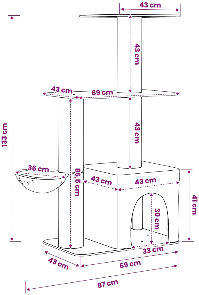 Kačių medis su sisaliniu šveitimu Kreminė 133 cm