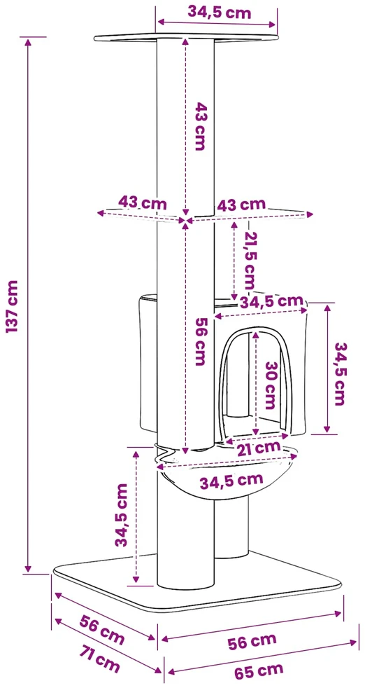 Kačių medis su sisaliniu šveitimu Kreminė 137 cm