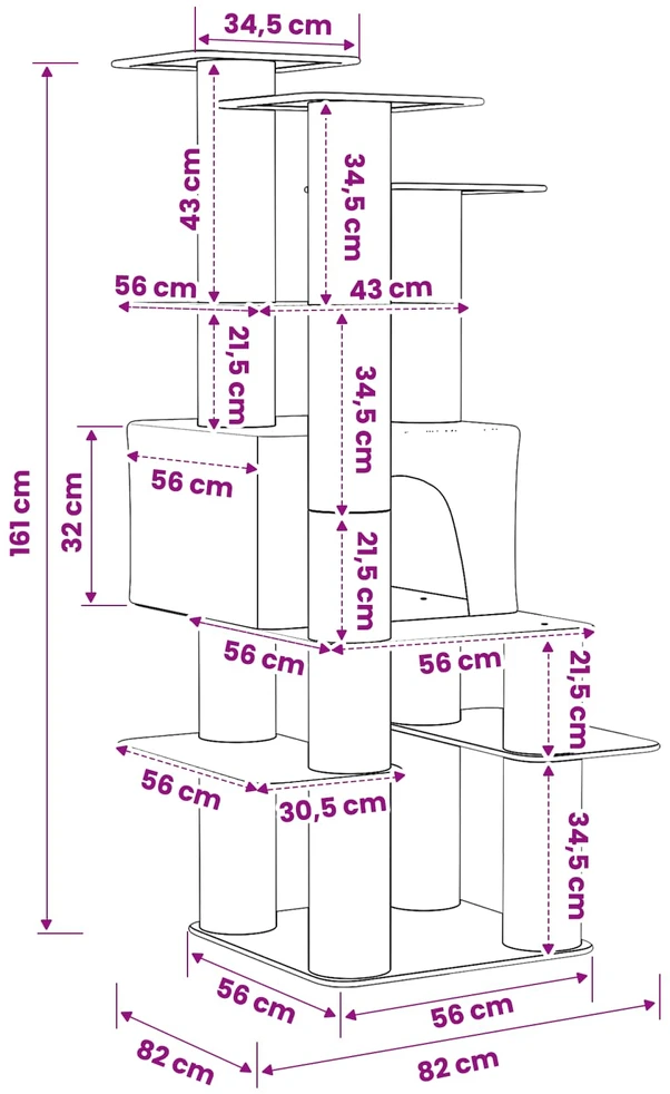 Kačių medis su sisaliniu šveitimu Kreminė 161 cm
