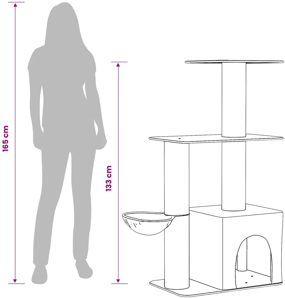 Kačių medis su sisaliniu šveitimu Kreminė 133 cm
