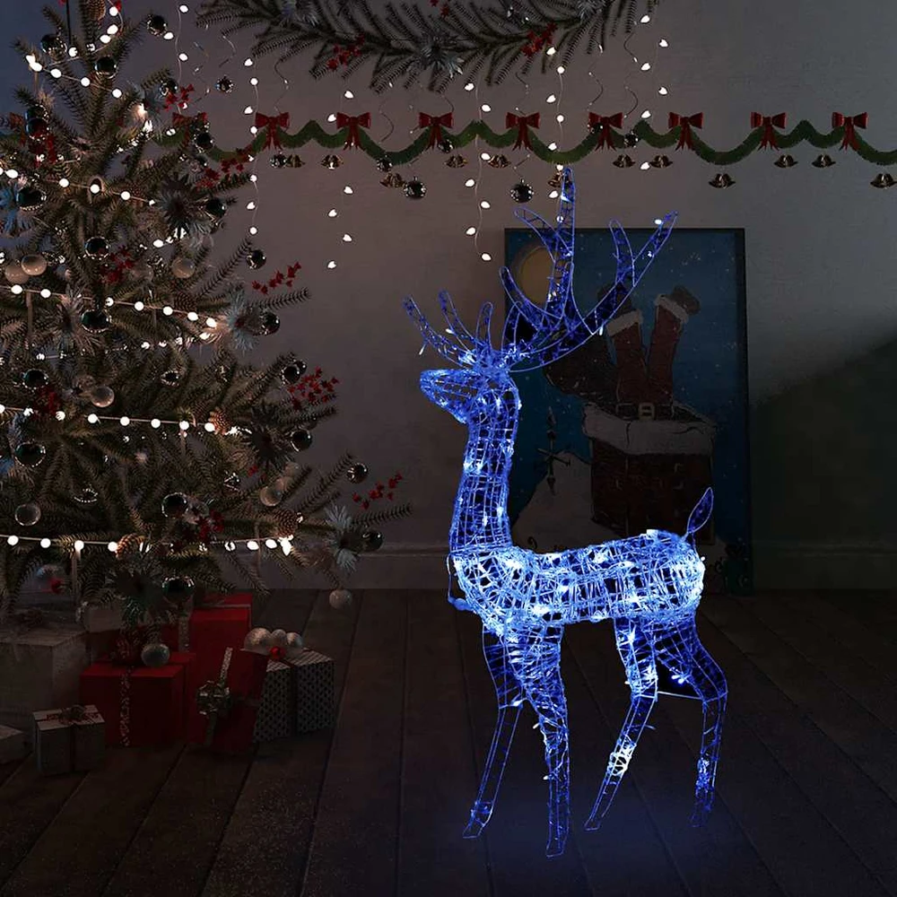 Kalėdinė dekoracija elnias, 120cm, akrilas, 140 mėlynų LED