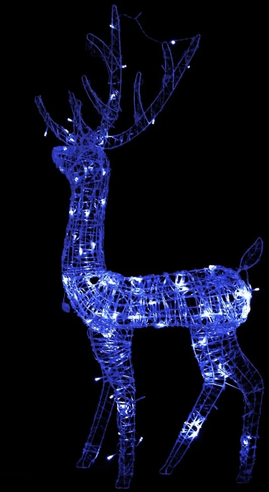Kalėdinė dekoracija elnias, 120cm, akrilas, 140 mėlynų LED