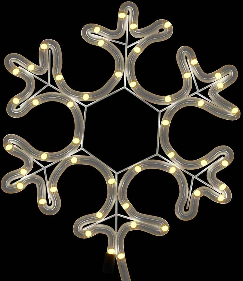 Kalėdinė dekoracija snaigė su 48 šiltomis baltomis LED, 27x27cm