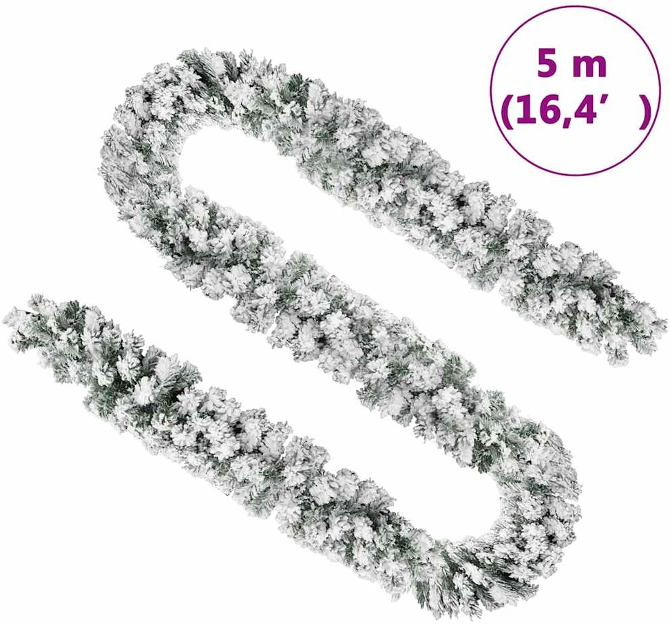 Kalėdinė girlianda, žalios spalvos, 5m, PVC, dengta sniegu