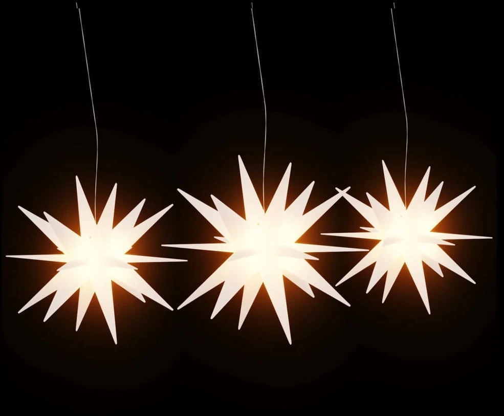 Kalėdiniai šviestuvai su LED, 3vnt., balti, sulankstomi