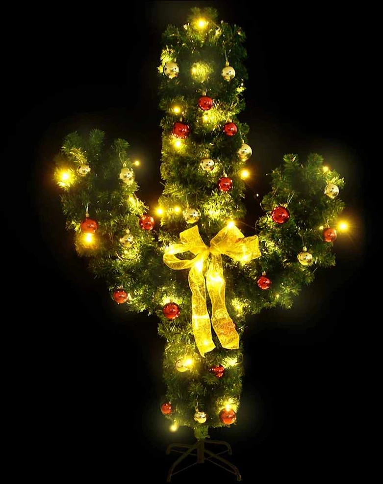 Kalėdinis kaktusas su stovu/LED, žalias, 180cm, PVC