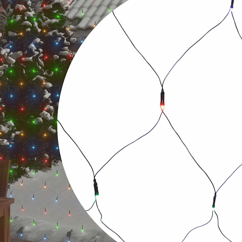 Kalėdinių lempučių tinklas, 3x2m, 204 įvairių spalvų LED