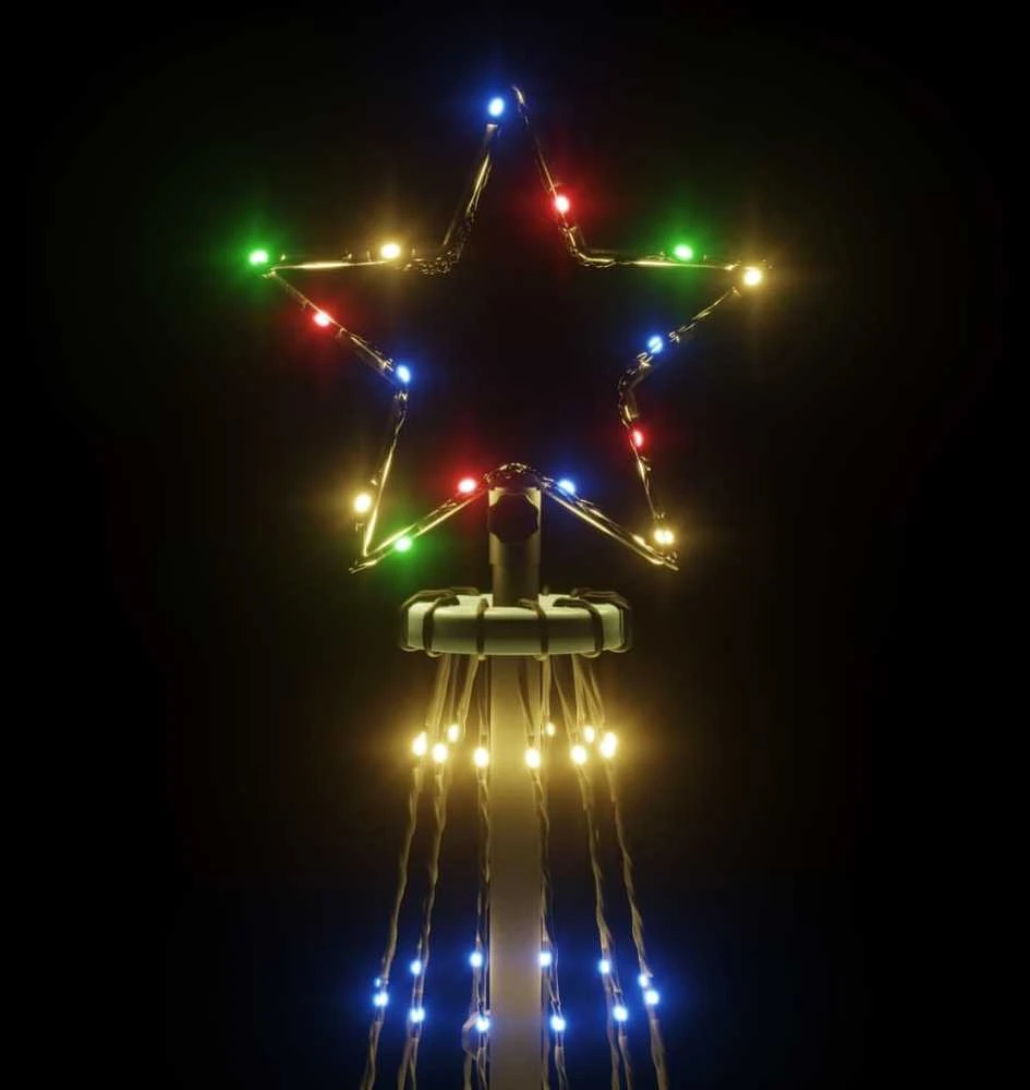 Kalėdų eglutė su kuoliuku, įvairių spalvų, 108LED, 180cm