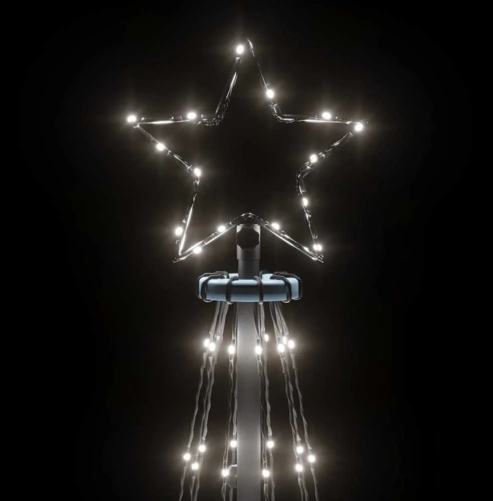 Kalėdų eglutė su kuoliuku, šaltos baltos spalvos, 108LED, 180cm