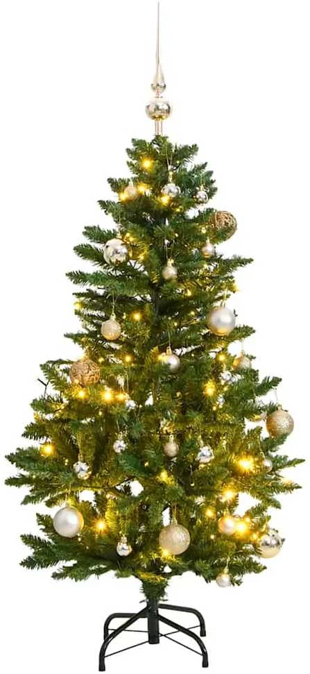 Kalėdų eglutė su šarnyrinėmis šakomis/LED/žaisliukais, 120cm