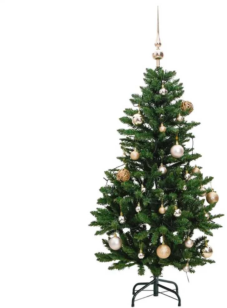 Kalėdų eglutė su šarnyrinėmis šakomis/LED/žaisliukais, 120cm