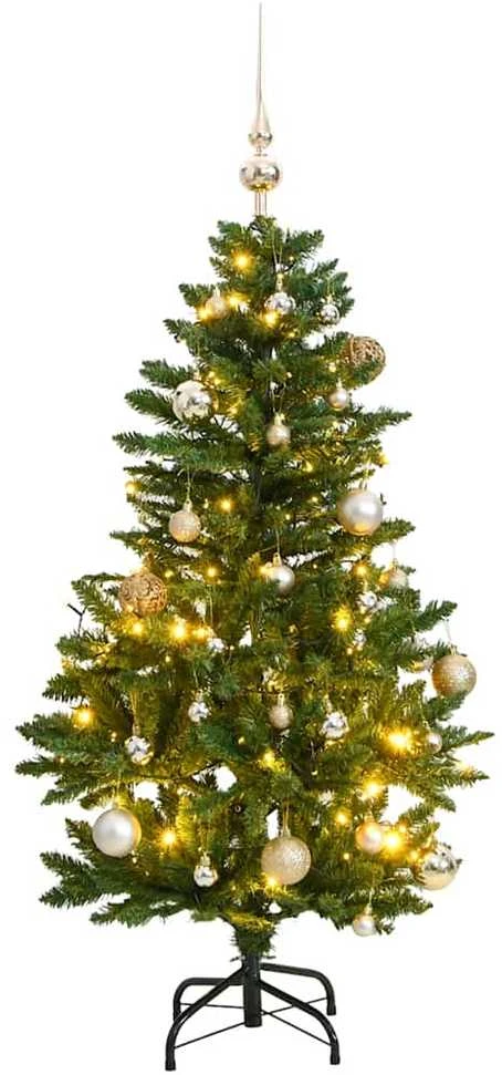 Kalėdų eglutė su šarnyrinėmis šakomis/LED/žaisliukais, 150cm