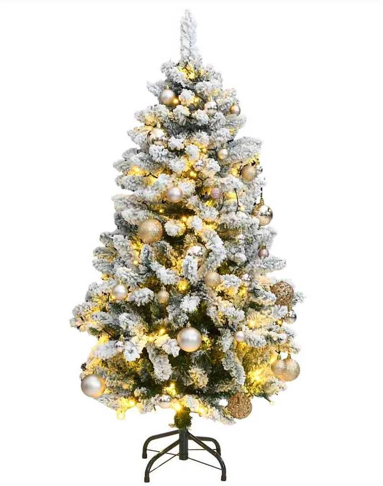 Kalėdų eglutė su šarnyrinėmis šakomis/LED/žaisliukais, 120cm