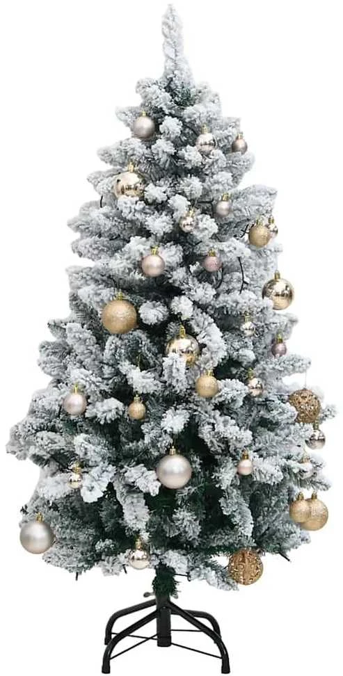 Kalėdų eglutė su šarnyrinėmis šakomis/LED/žaisliukais, 150cm