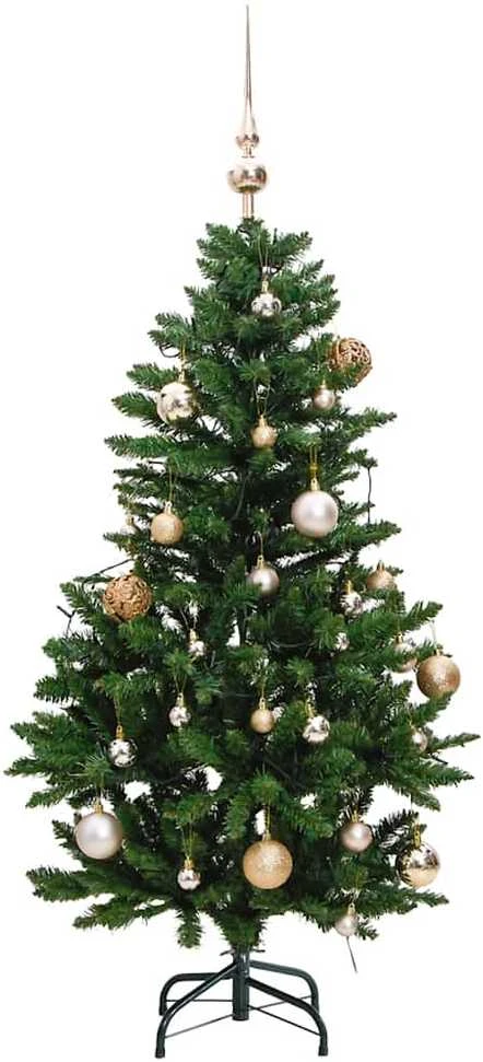 Kalėdų eglutė su šarnyrinėmis šakomis/LED/žaisliukais, 150cm