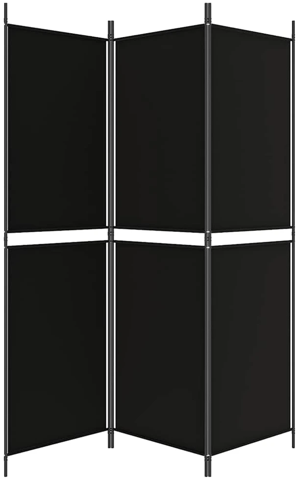 Kambario pertvara, 3 dalių, juodos spalvos, 150x180cm, audinys