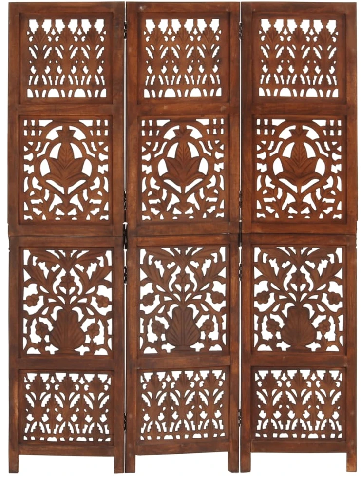 Kambario pertvara, 3 dalių, ruda, 120x165cm, mango masyvas