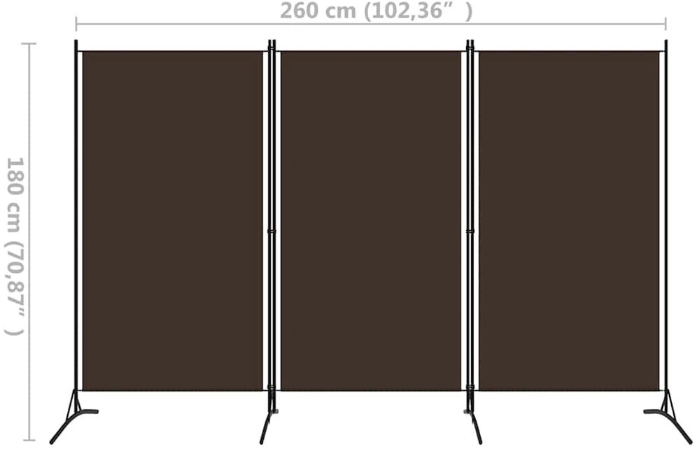 Kambario pertvara, 3 dalių, rudos spalvos, 260x180cm