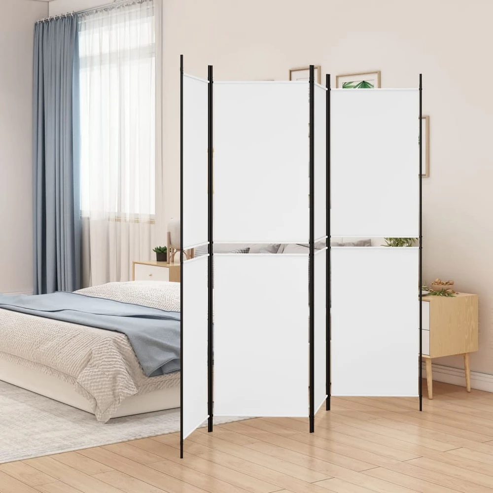 Kambario pertvara, 4 dalių, baltos spalvos, 200x200cm, audinys