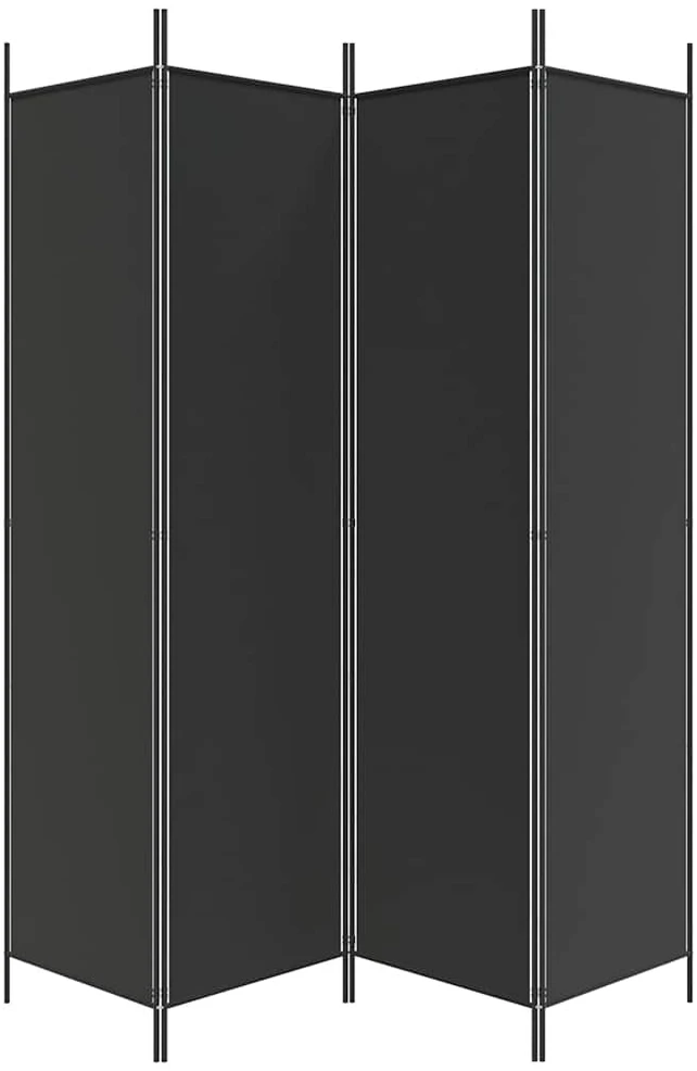 Kambario pertvara, 4 dalių, juodos spalvos, 200x200cm, audinys