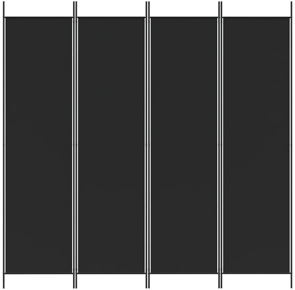 Kambario pertvara, 4 dalių, juodos spalvos, 200x200cm, audinys
