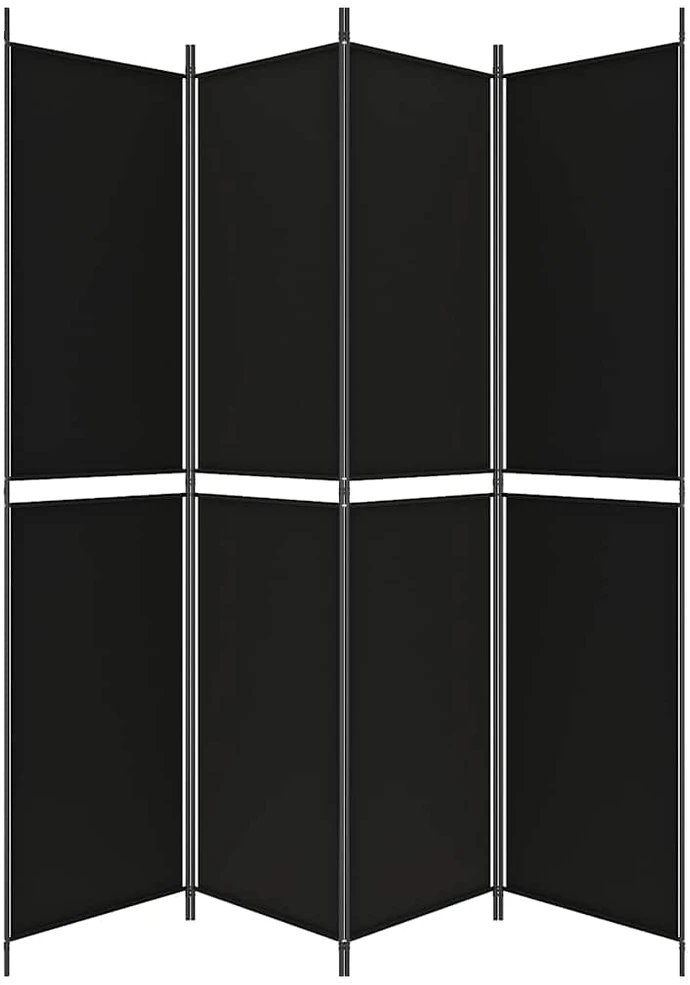 Kambario pertvara, 4 dalių, juodos spalvos, 200x220cm, audinys
