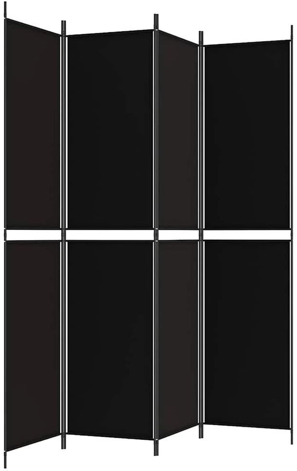 Kambario pertvara, 4 dalių, juodos spalvos, 200x220cm, audinys