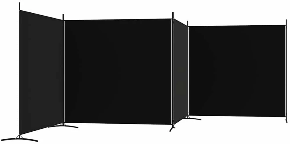 Kambario pertvara, 4 dalių, juodos spalvos, 698x180cm, audinys